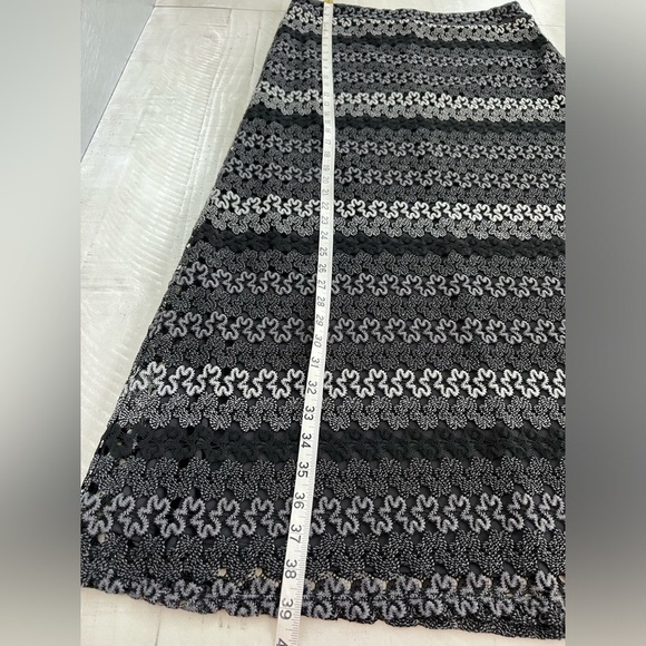 Black & Grey Festival Whimsy Goth Emo Striped Design Lined Maxi Skirt Size Large - Picture 4 of 9